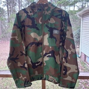 Zero Foxtrot Jacket Men's M Camo Hooded Rain Windbreaker